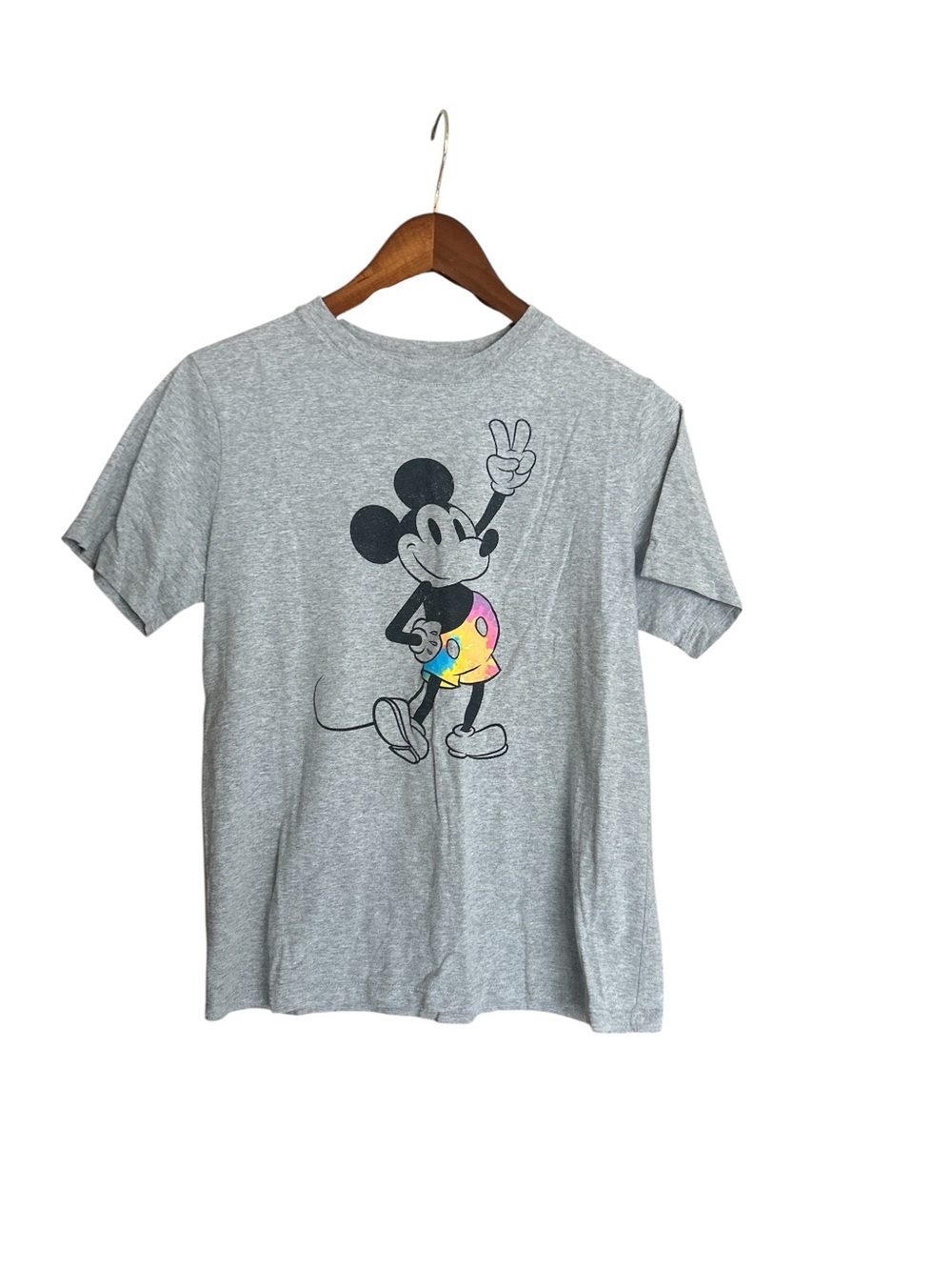 Disney Gray Tee with Mickey and Rainbow Shorts Graphic